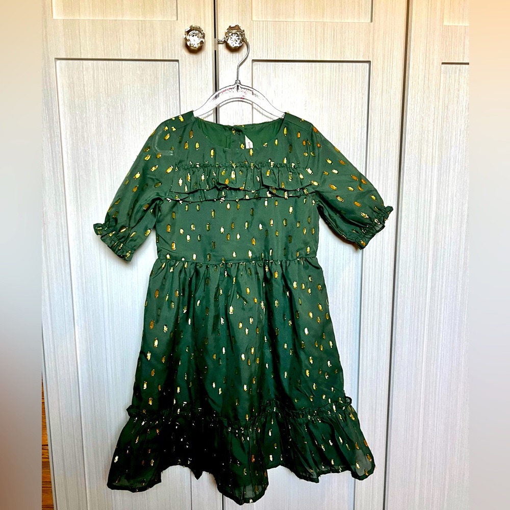 Girls Janie & Jack Green & Gold dress